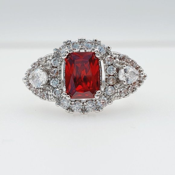✨ 925 Silver Plated Trendy Red CZ Ring For Women, FB16FA1046 - Picture 5 of 5
